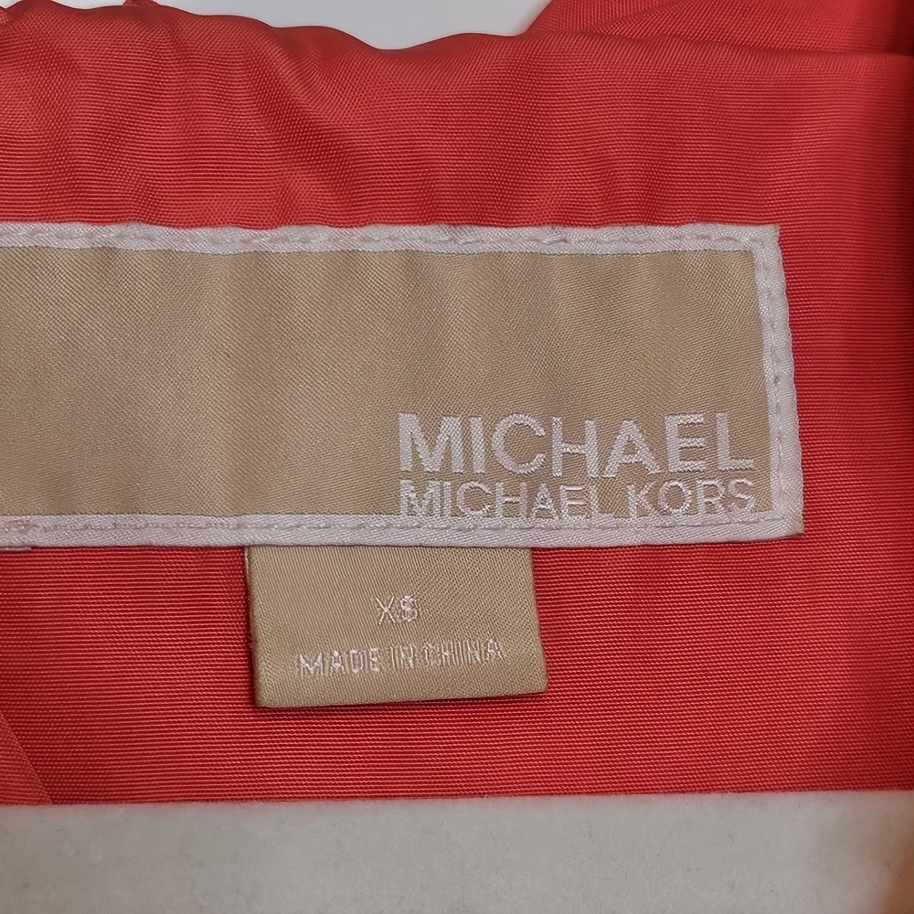 Michael Kors Coral Windbreaker Jacket Full Zip Gold Accents Wmns Extra Small - Picture 8 of 15